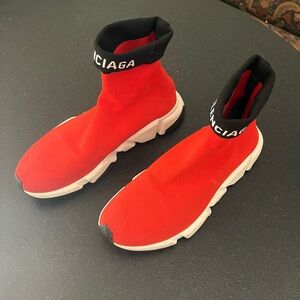 Balenciaga Speed Trainer High-Top Sock Sneakers – Red size 12. With certificate